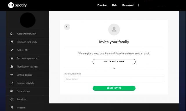 invite family member to  spotify premium