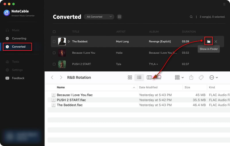 find converted songs