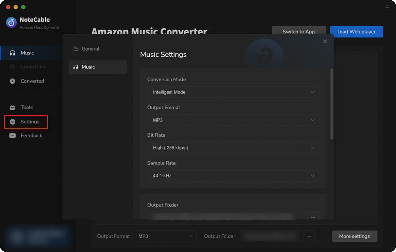 amazon music output settings