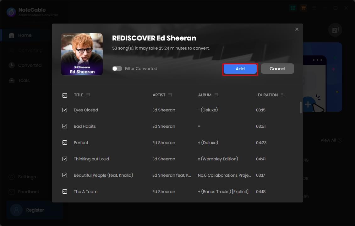 select the Amazon Music you want to convert