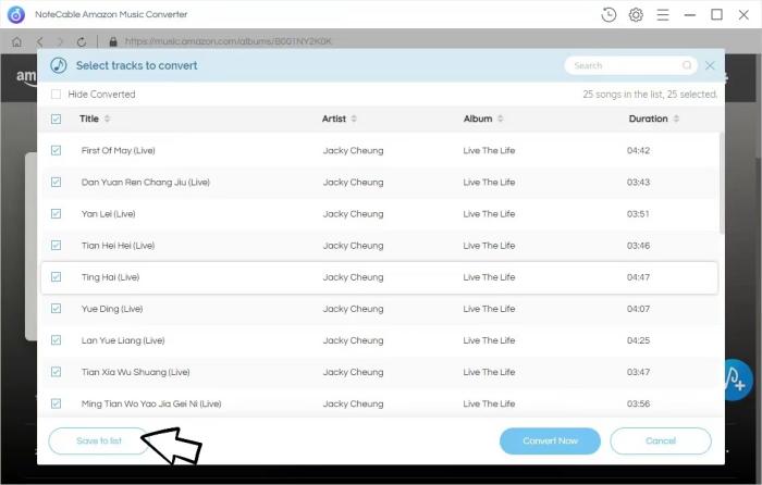 select the Amazon Music you want to convert