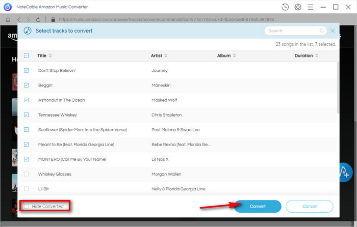 select the Amazon Music you want to convert