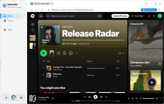 click to add spotify playlist