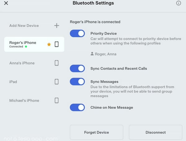 connent to tesla via bluetooth