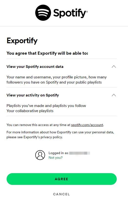 log into exportify