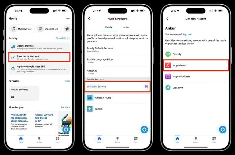 link apple music with echo