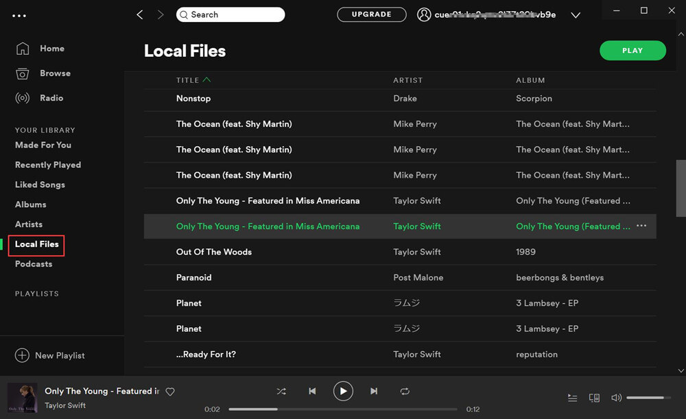 play local music on spotify