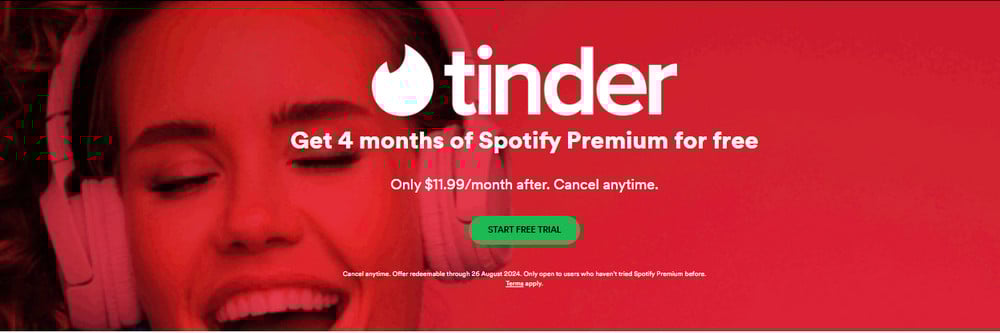 get spotify premium for free with tinder redeem