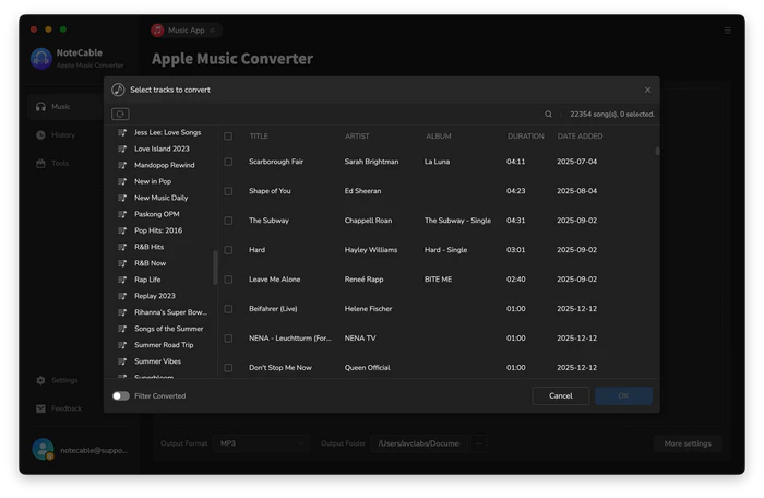 add apple songs to notecable