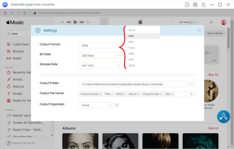 choose the output format