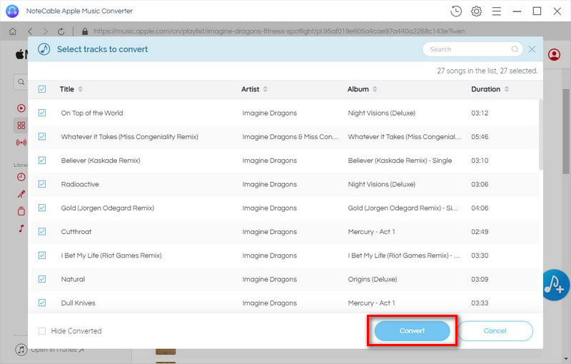 add apple songs to convert