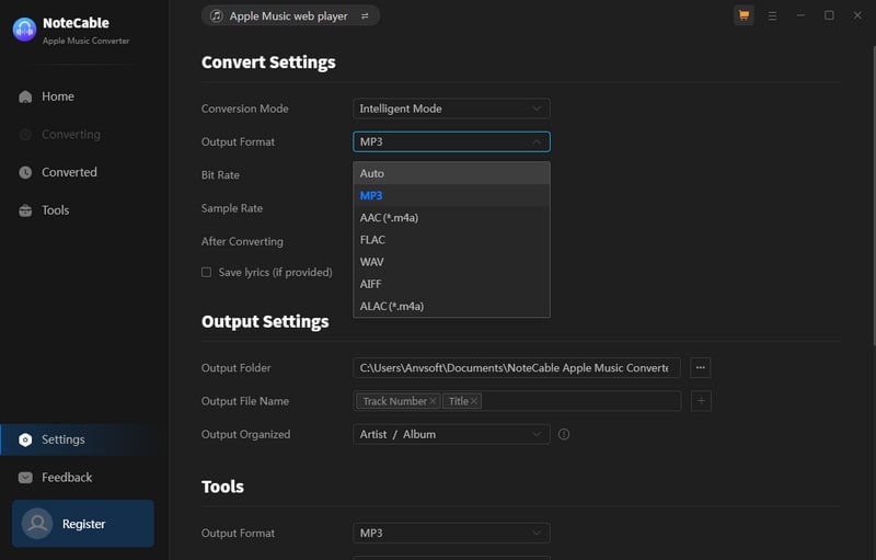 Customize output settings