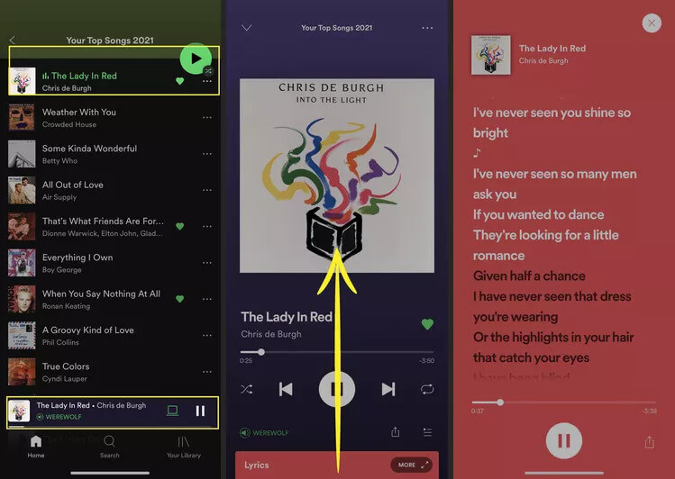 find lyrics on spotify with andriod