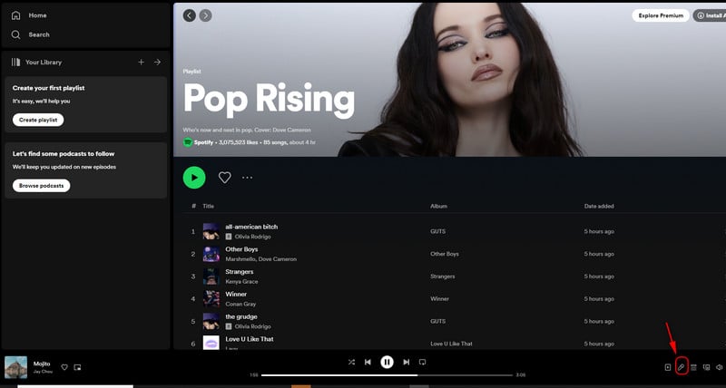 find lyrics on spotify with windows pc