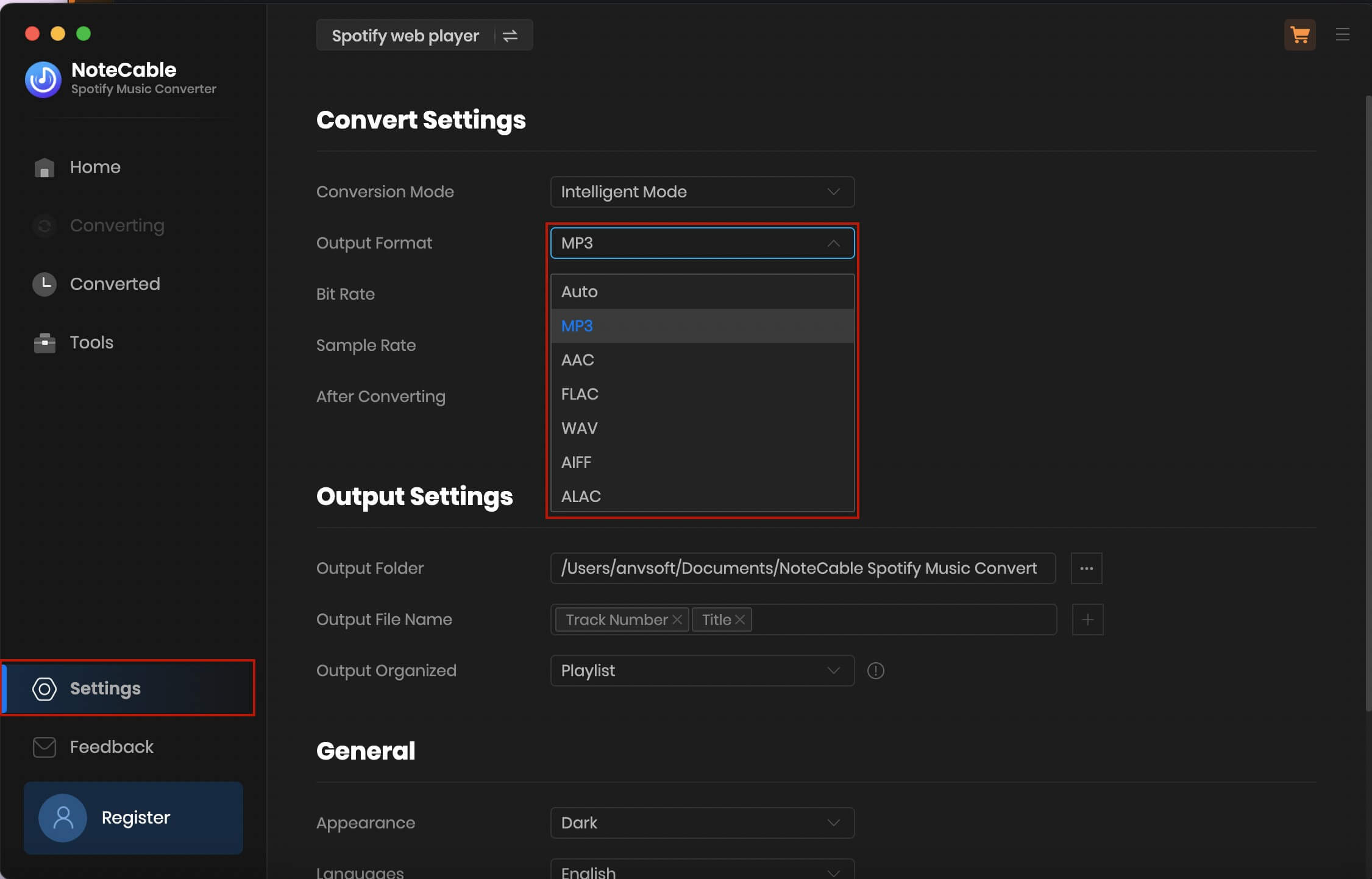 Customize output settings