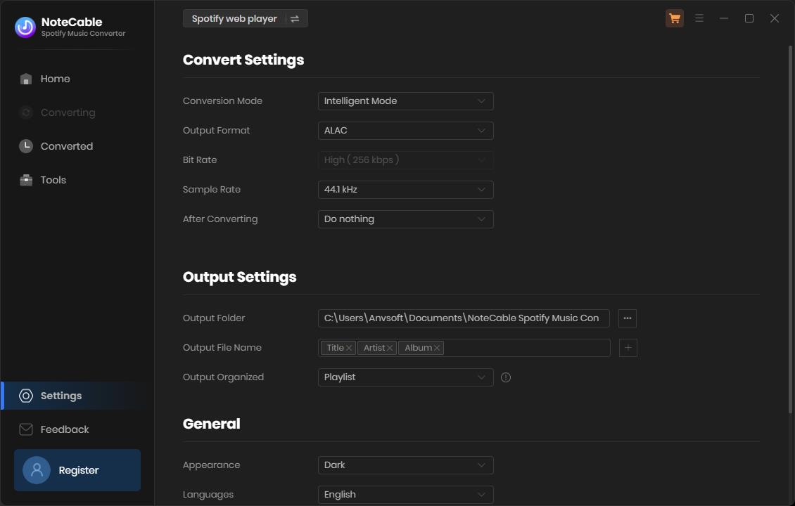 spotify music output settings
