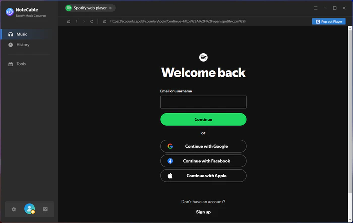 log in to spotify